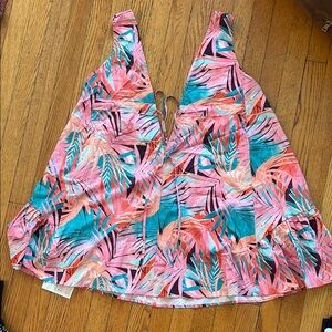 Cupshe Pink and Blue Swim Coverup with Tropical Print